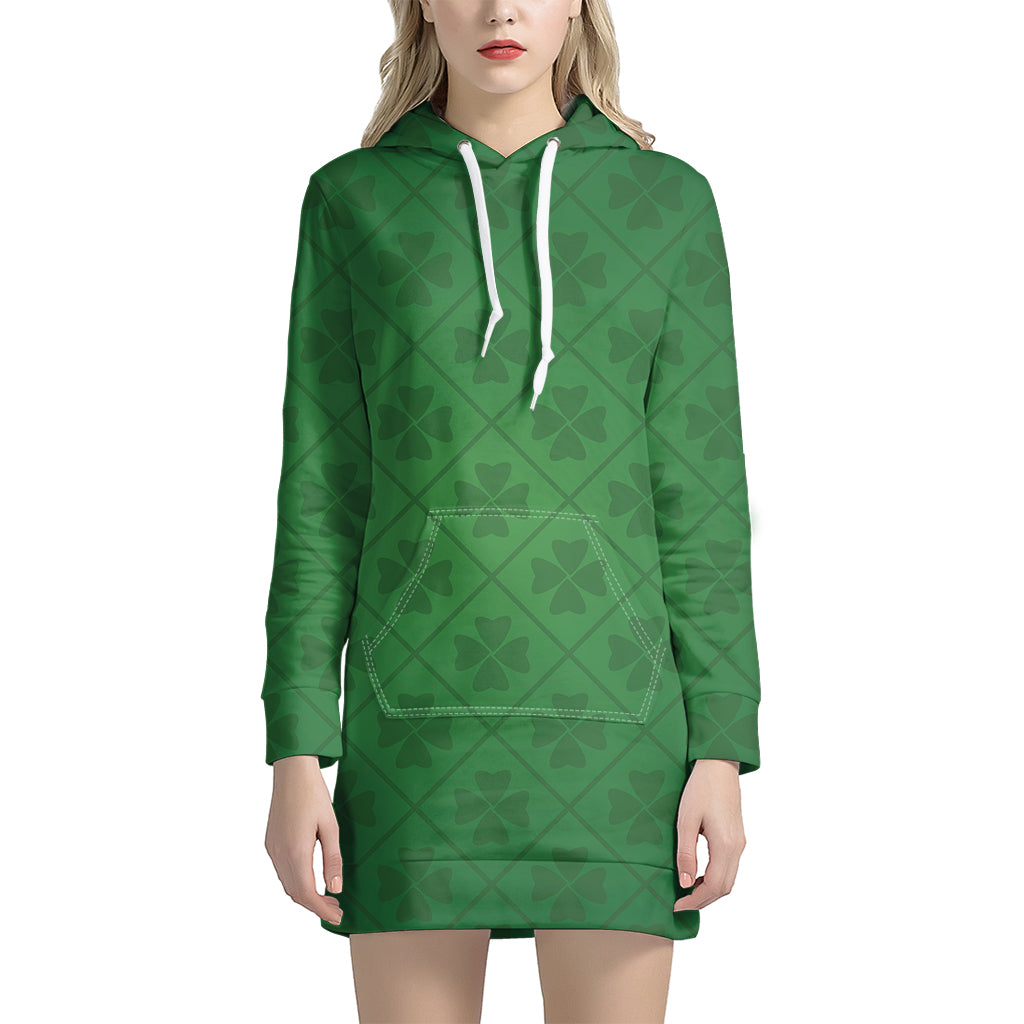 Shamrock St. Patrick's Day Pattern Print Hoodie Dress