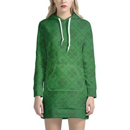 Shamrock St. Patrick's Day Pattern Print Hoodie Dress