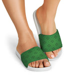 Shamrock St. Patrick's Day Pattern Print White Slide Sandals