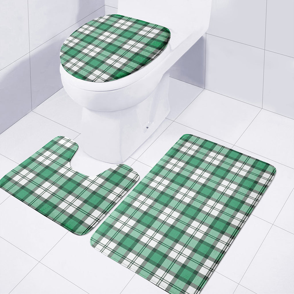 Shamrock St. Patrick's Day Tartan Print 3 Piece Bath Mat Set