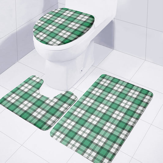 Shamrock St. Patrick's Day Tartan Print 3 Piece Bath Mat Set