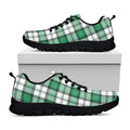 Shamrock St. Patrick's Day Tartan Print Black Running Shoes