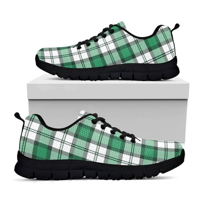 Shamrock St. Patrick's Day Tartan Print Black Sneakers