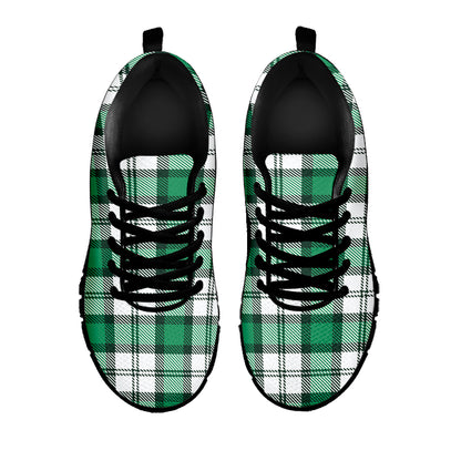 Shamrock St. Patrick's Day Tartan Print Black Sneakers