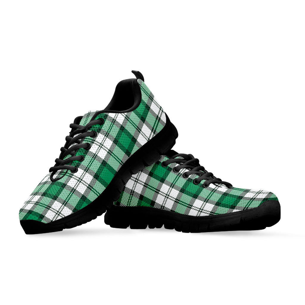 Shamrock St. Patrick's Day Tartan Print Black Sneakers