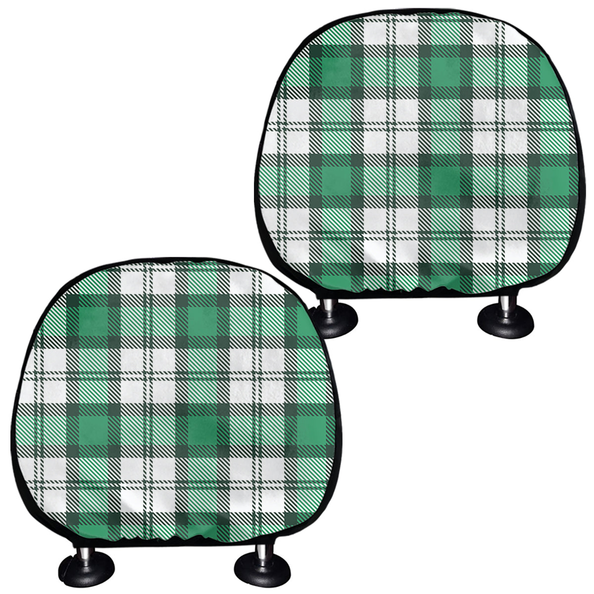 Shamrock St. Patrick's Day Tartan Print Car Headrest Covers