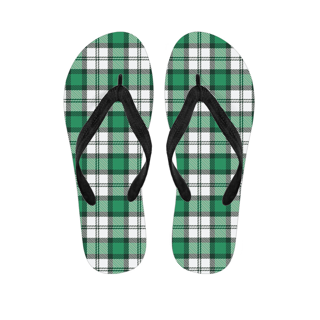 Shamrock St. Patrick's Day Tartan Print Flip Flops