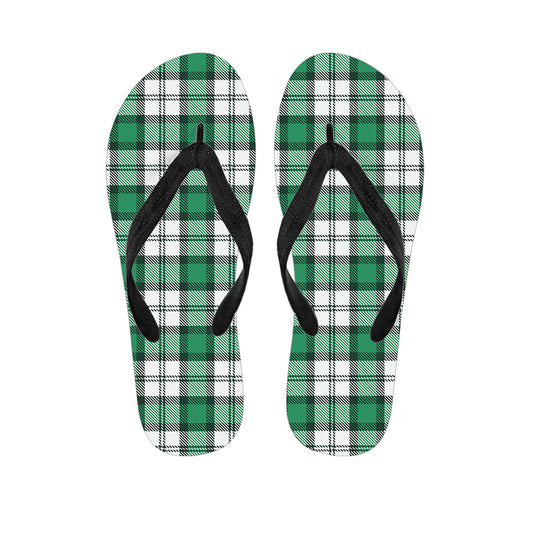 Shamrock St. Patrick's Day Tartan Print Flip Flops