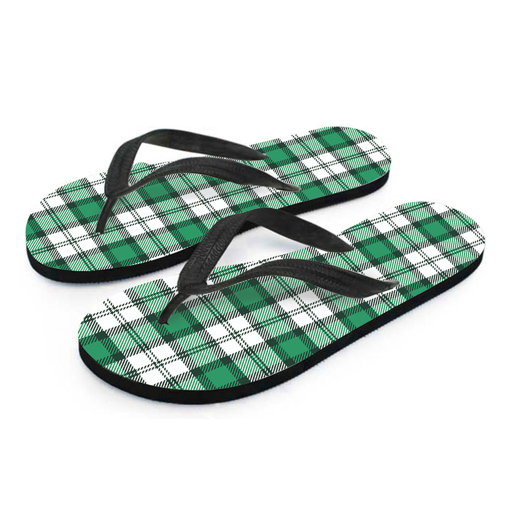 Shamrock St. Patrick's Day Tartan Print Flip Flops