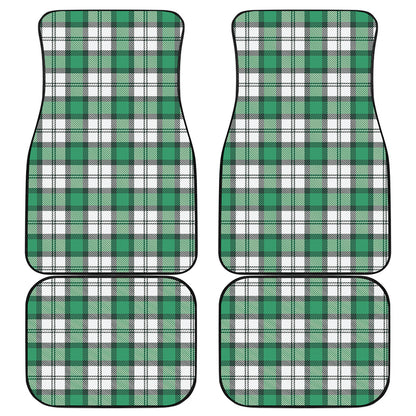 Shamrock St. Patrick's Day Tartan Print Front and Back Car Floor Mats