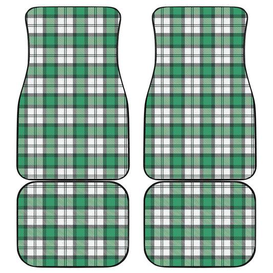 Shamrock St. Patrick's Day Tartan Print Front and Back Car Floor Mats