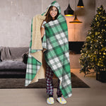 Shamrock St. Patrick's Day Tartan Print Hooded Blanket