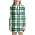Shamrock St. Patrick's Day Tartan Print Pullover Hoodie Dress