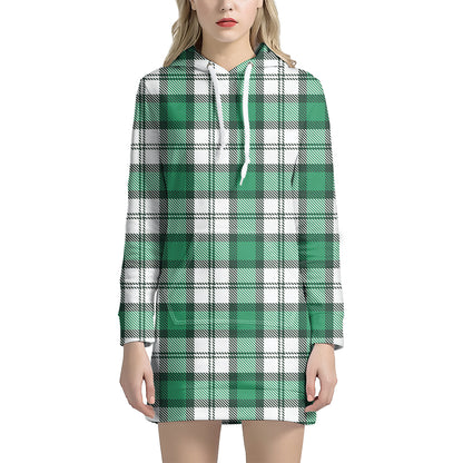 Shamrock St. Patrick's Day Tartan Print Hoodie Dress
