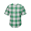 Shamrock St. Patrick's Day Tartan Print Men's Baseball Jersey