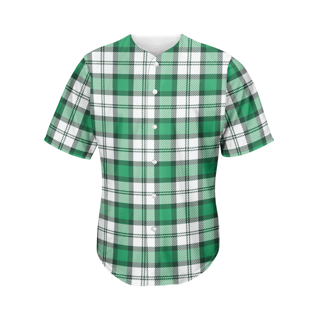 Shamrock St. Patrick's Day Tartan Print Men's Baseball Jersey