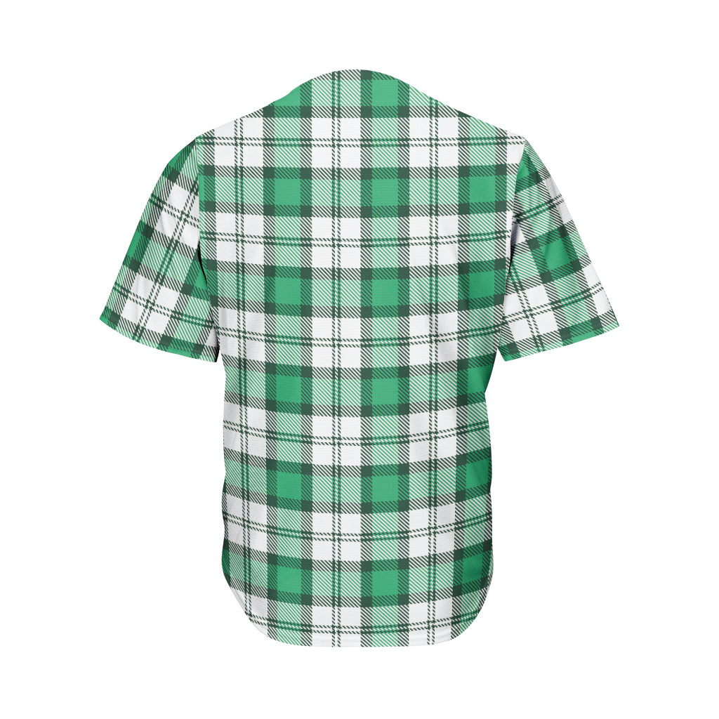 Shamrock St. Patrick's Day Tartan Print Men's Baseball Jersey