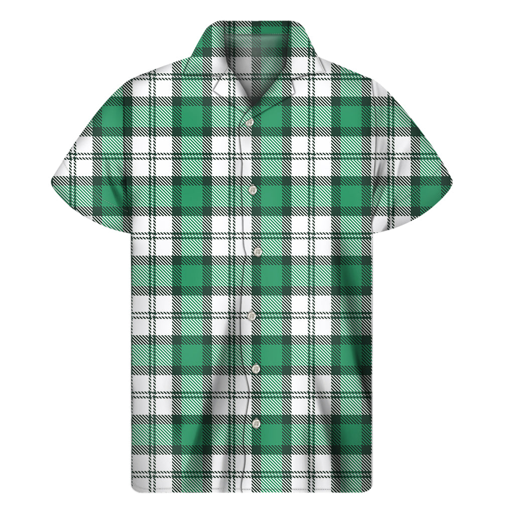 Shamrock St. Patrick's Day Tartan Print Men's Short Sleeve Shirt
