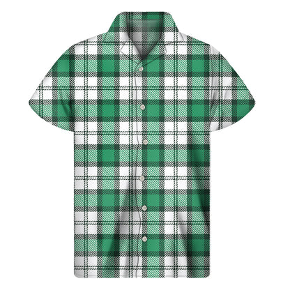 Shamrock St. Patrick's Day Tartan Print Men's Short Sleeve Shirt