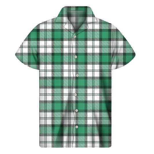 Shamrock St. Patrick's Day Tartan Print Men's Short Sleeve Shirt