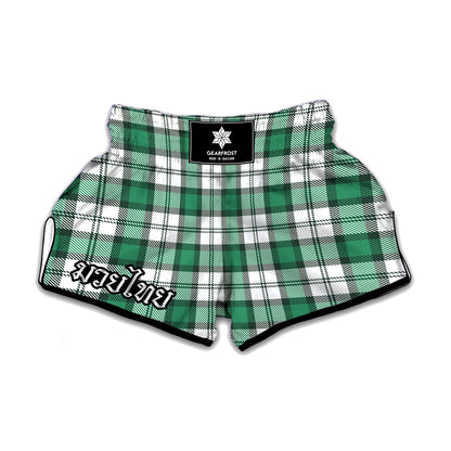 Shamrock St. Patrick's Day Tartan Print Muay Thai Boxing Shorts
