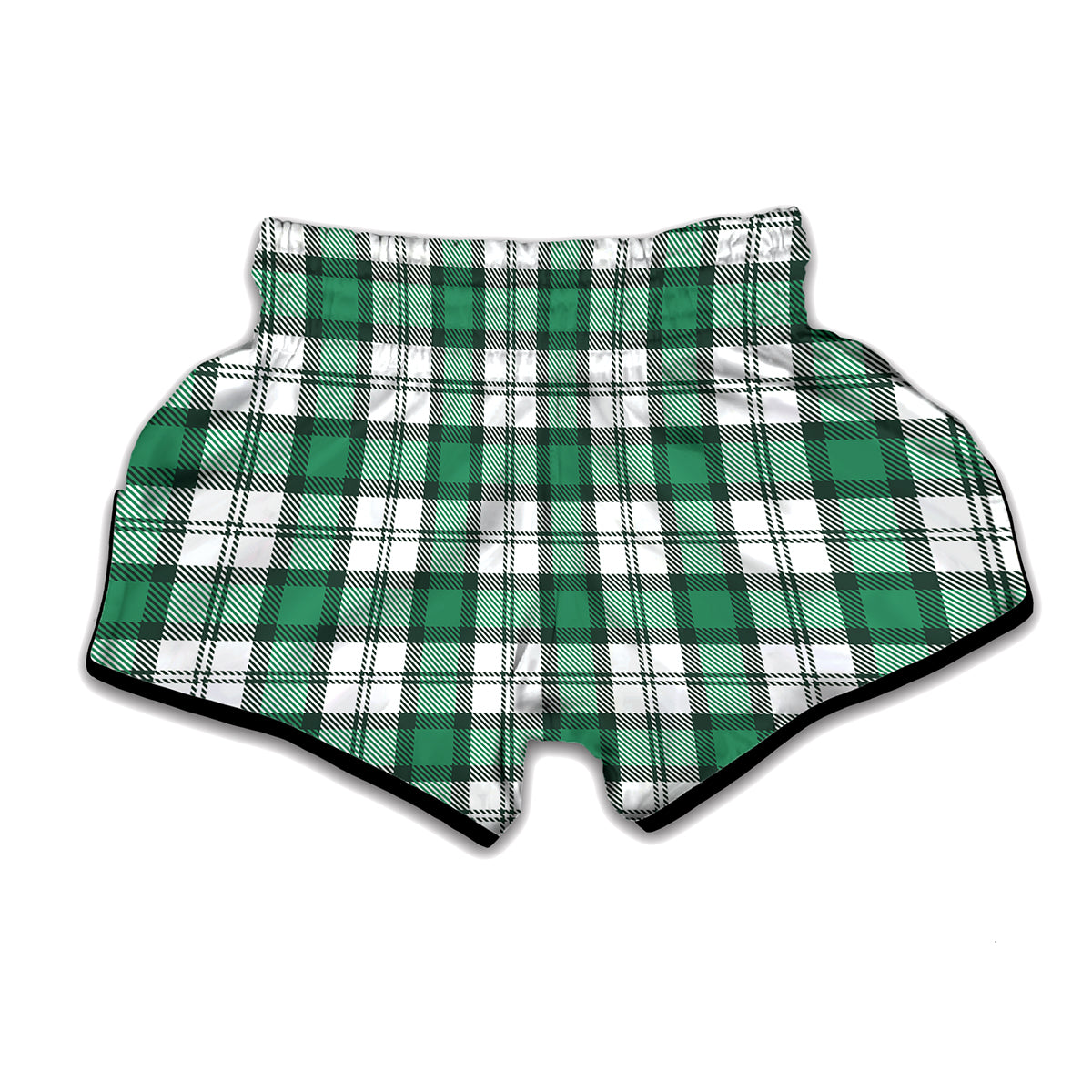 Shamrock St. Patrick's Day Tartan Print Muay Thai Boxing Shorts