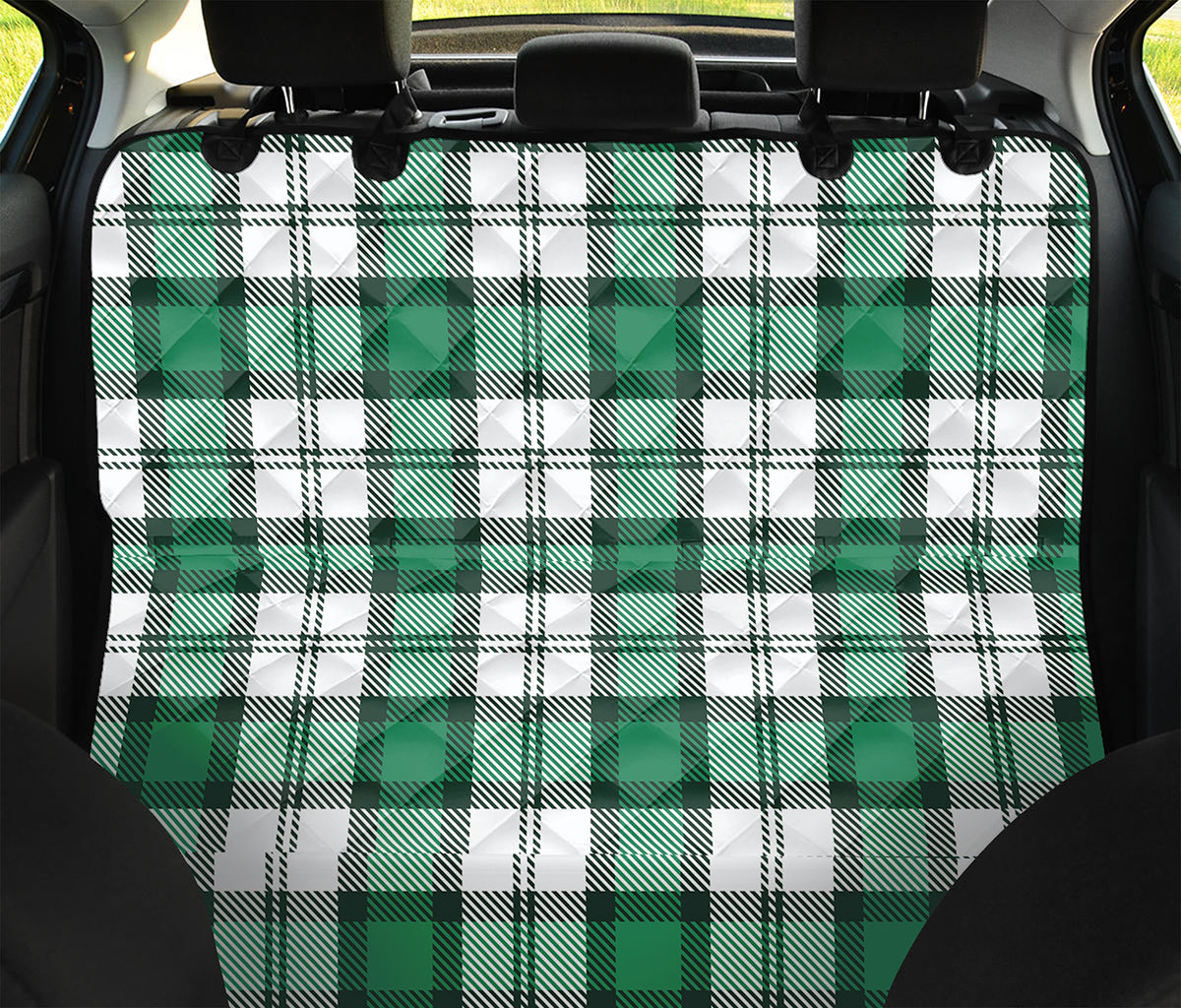 Shamrock St. Patrick's Day Tartan Print Pet Car Back Seat Cover