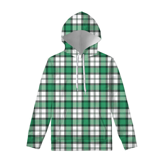 Shamrock St. Patrick's Day Tartan Print Pullover Hoodie