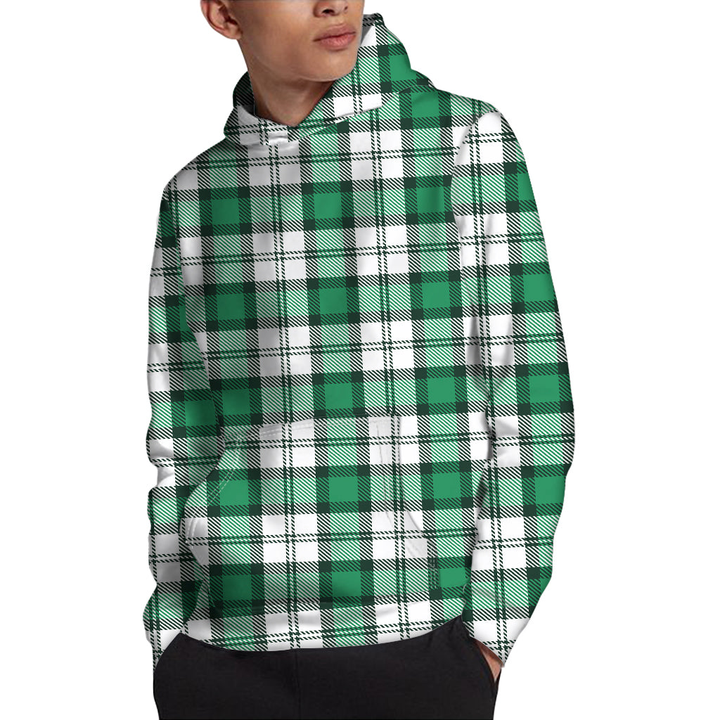 Shamrock St. Patrick's Day Tartan Print Pullover Hoodie