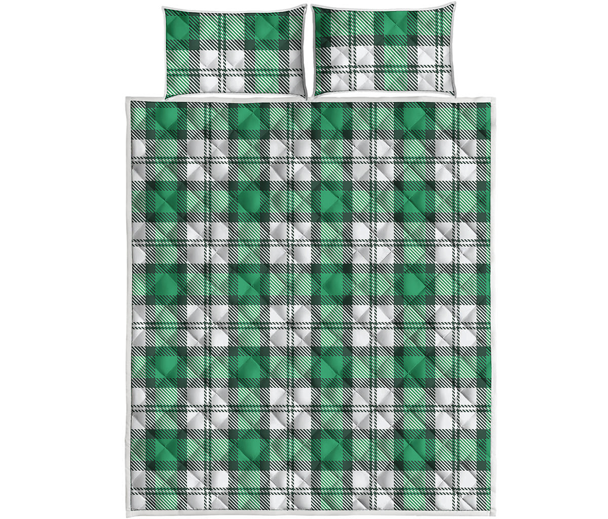Shamrock St. Patrick's Day Tartan Print Quilt Bed Set
