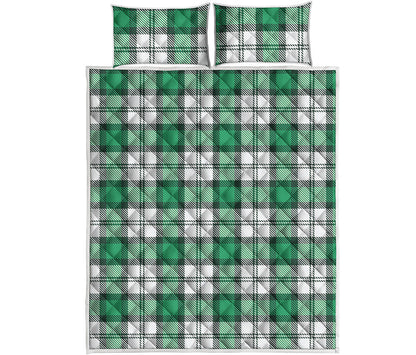 Shamrock St. Patrick's Day Tartan Print Quilt Bed Set