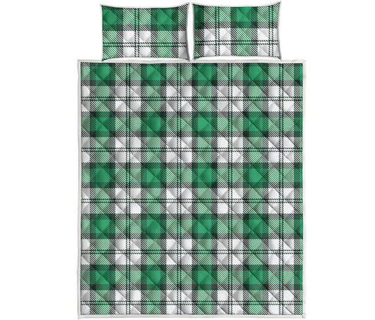 Shamrock St. Patrick's Day Tartan Print Quilt Bed Set