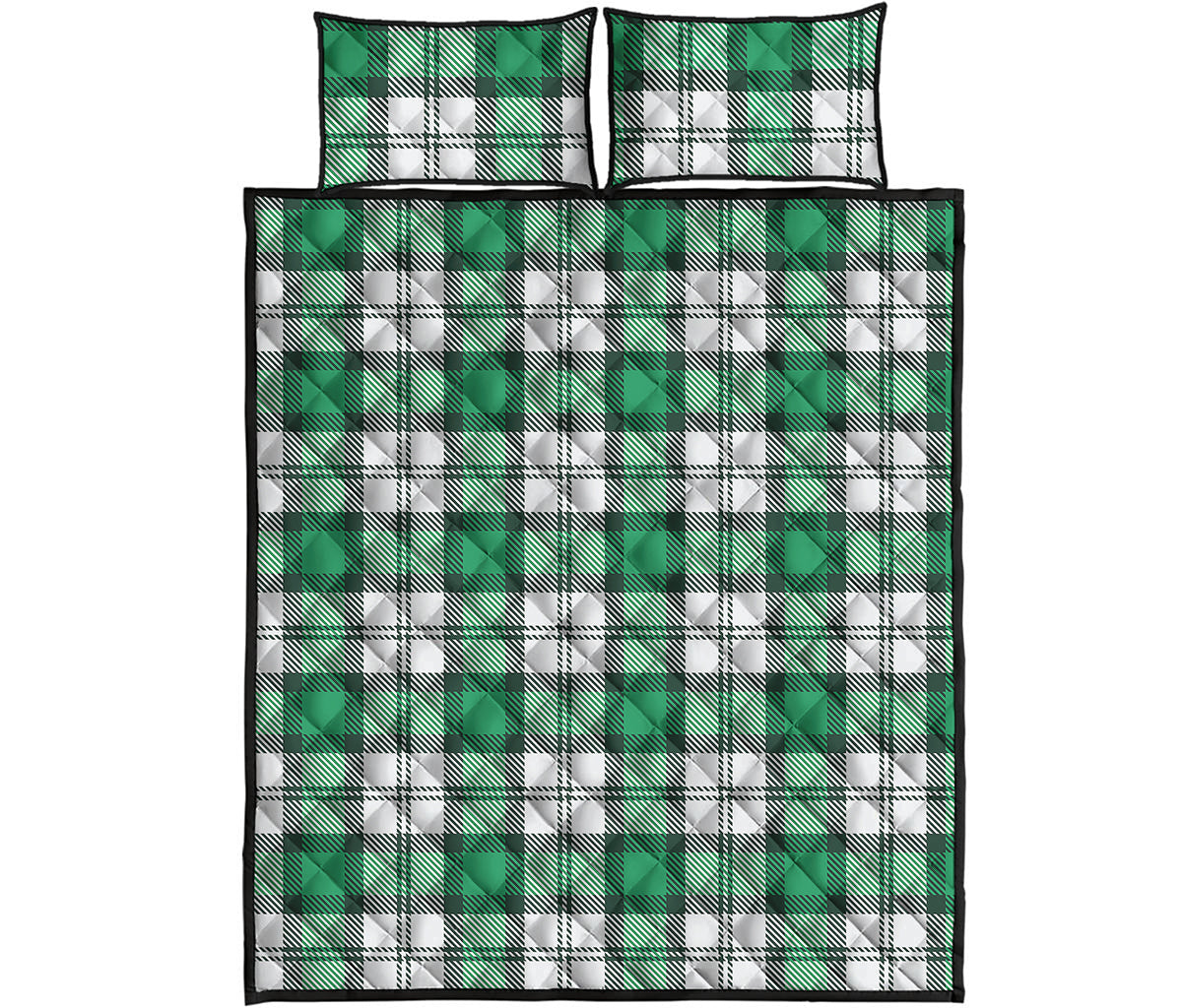 Shamrock St. Patrick's Day Tartan Print Quilt Bed Set