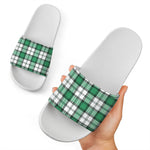 Shamrock St. Patrick's Day Tartan Print White Slide Sandals