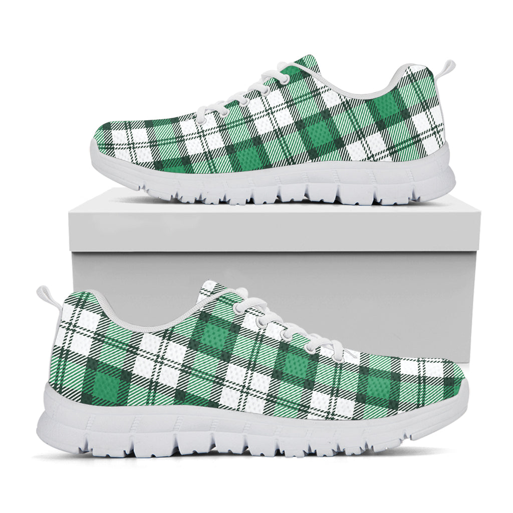 Shamrock St. Patrick's Day Tartan Print White Sneakers