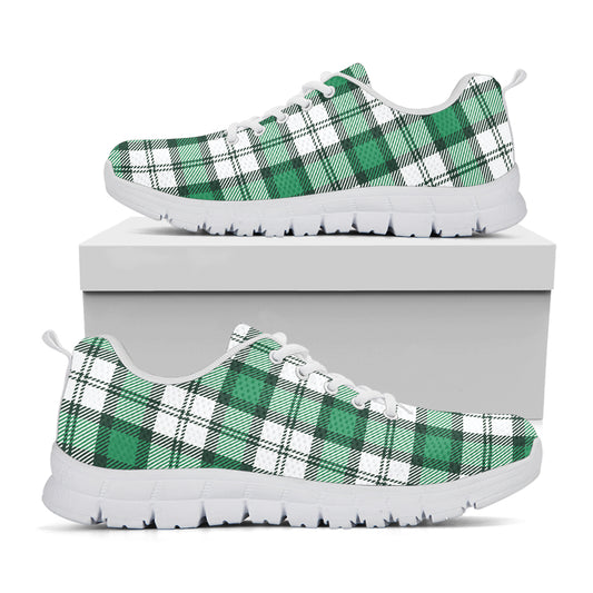 Shamrock St. Patrick's Day Tartan Print White Sneakers