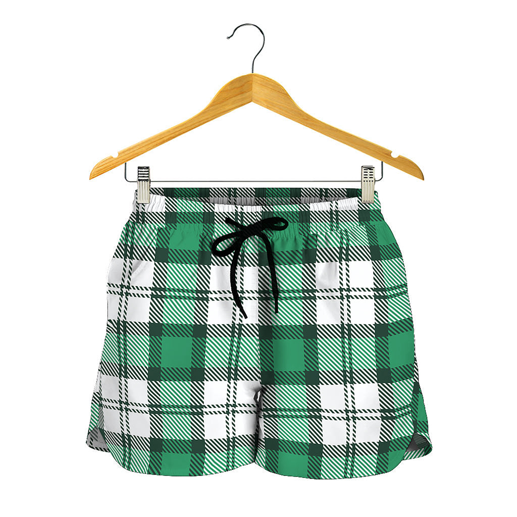 Shamrock St. Patrick's Day Tartan Print Women's Shorts