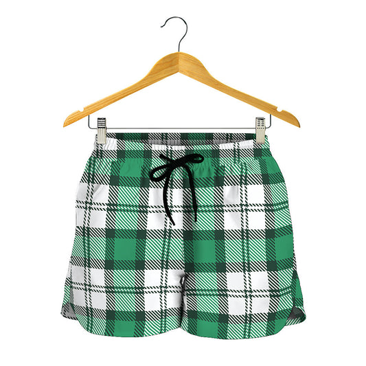 Shamrock St. Patrick's Day Tartan Print Women's Shorts