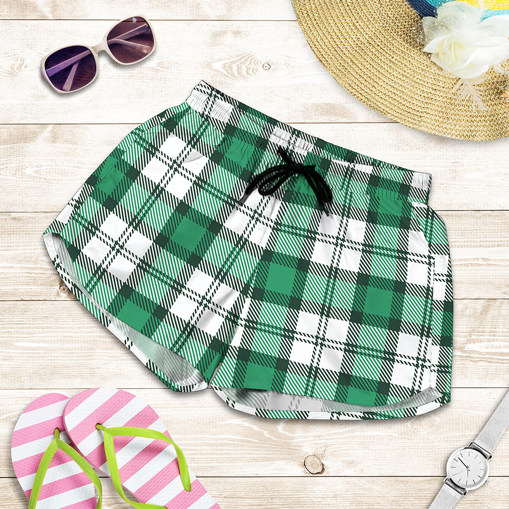 Shamrock St. Patrick's Day Tartan Print Women's Shorts