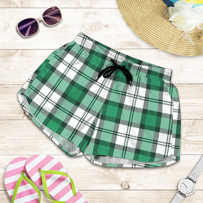 Shamrock St. Patrick's Day Tartan Print Women's Shorts