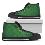 Shamrock St. Patrick's Day Pattern Print Black High Top Shoes