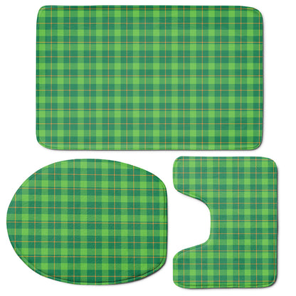 Shamrock Tartan St. Patrick's Day Print 3 Piece Bath Mat Set