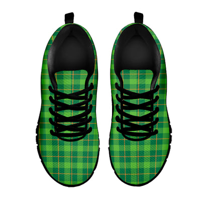 Shamrock Tartan St. Patrick's Day Print Black Sneakers