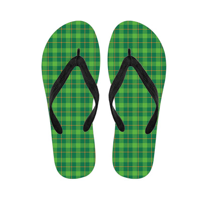 Shamrock Tartan St. Patrick's Day Print Flip Flops