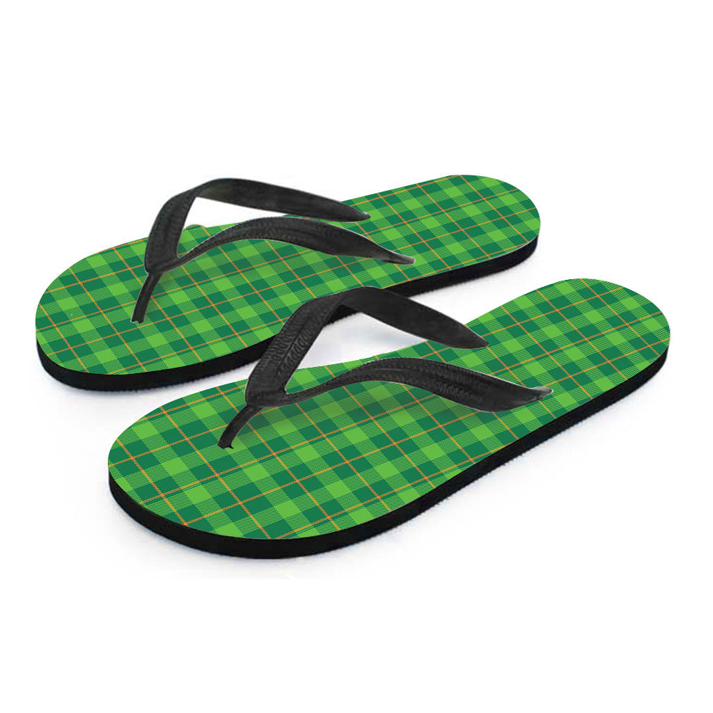 Shamrock Tartan St. Patrick's Day Print Flip Flops