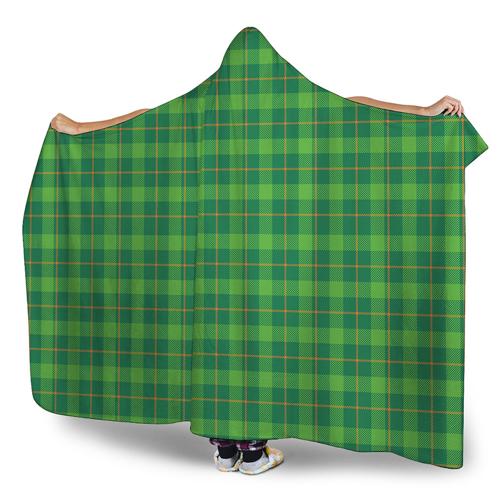 Shamrock Tartan St. Patrick's Day Print Hooded Blanket