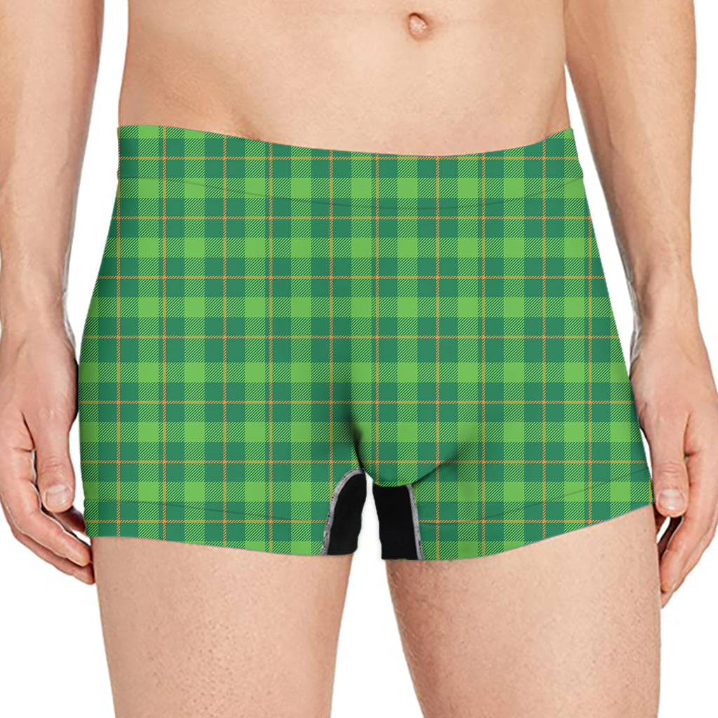 Shamrock Tartan St. Patrick's Day Print Men's Boxer Briefs