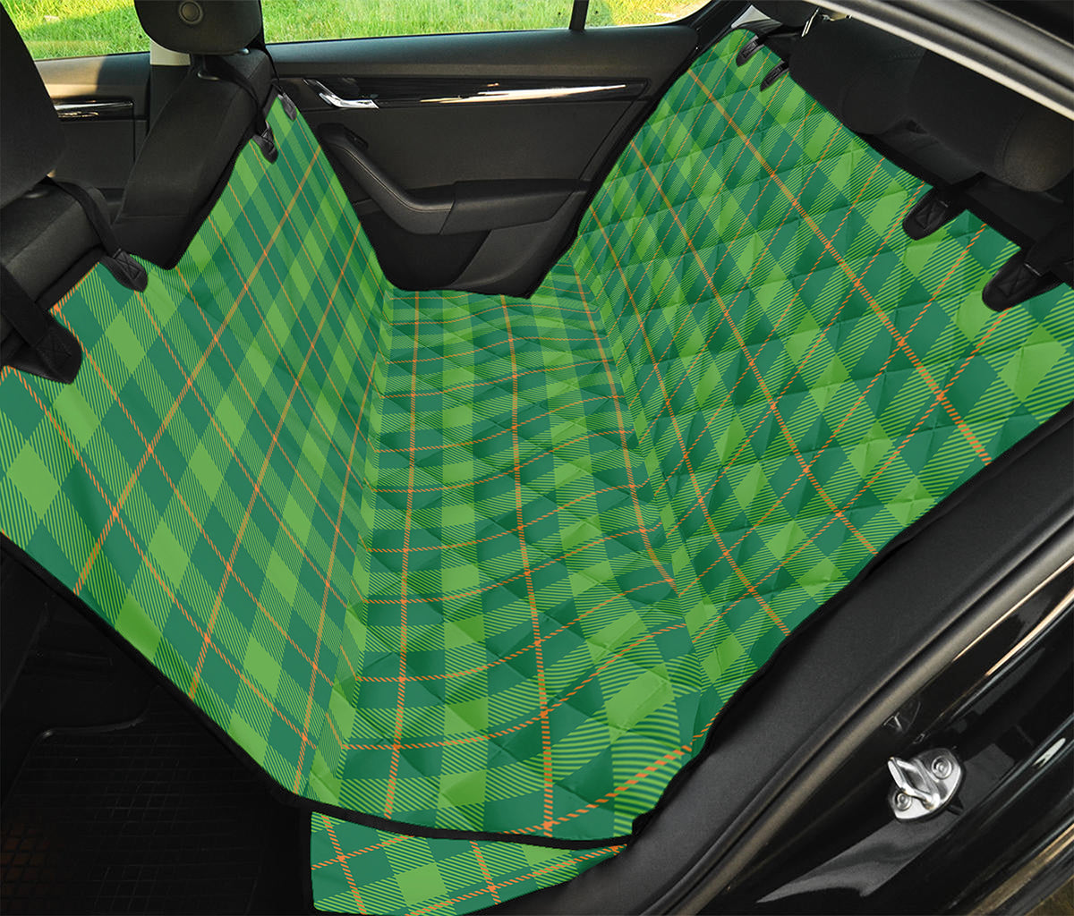 Shamrock Tartan St. Patrick's Day Print Pet Car Back Seat Cover