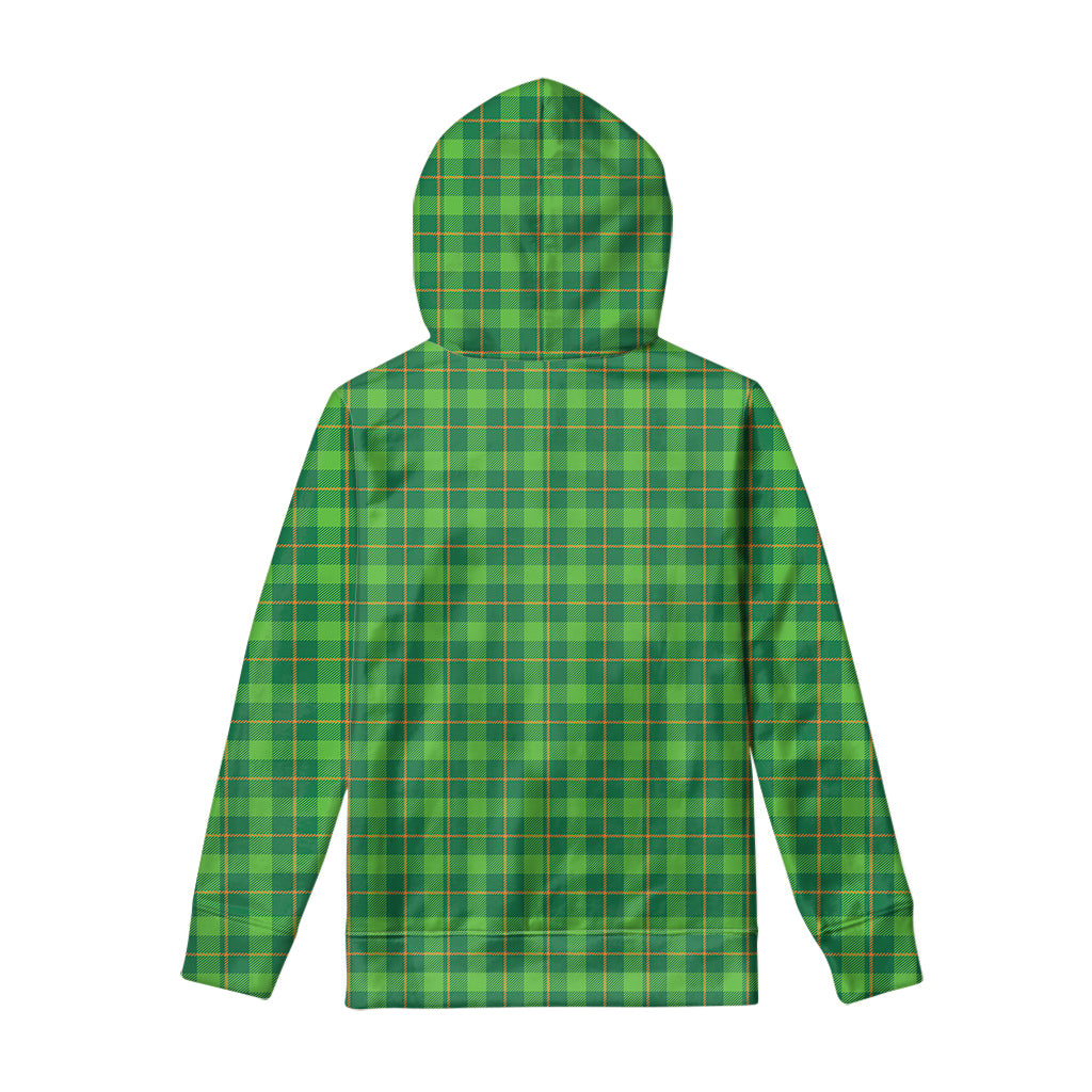 Shamrock Tartan St. Patrick's Day Print Pullover Hoodie