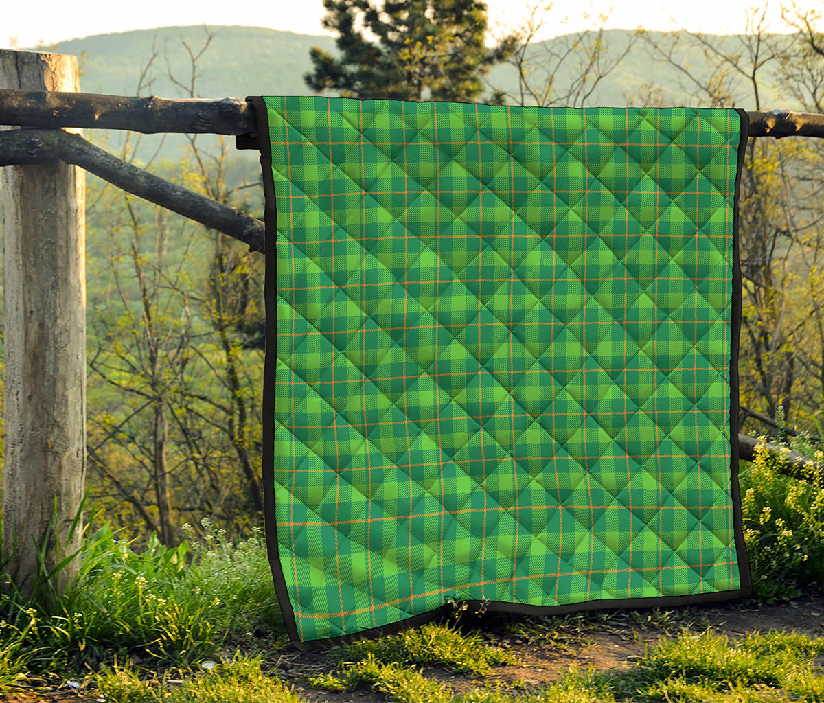 Shamrock Tartan St. Patrick's Day Print Quilt